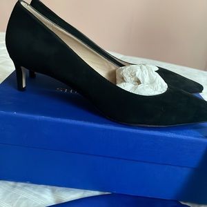 “Leigh 45” in color black suede pointed toe kitten heels - brand new in box